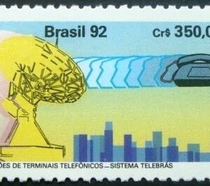 Selo postal do Brasil de 1992 TELEBRÁS M