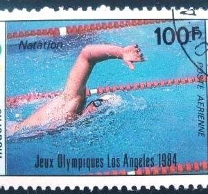 Selo postal da Costa do Marfim de 1984 Swimming
