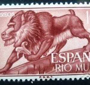 Selo postal de Rio Muni de 1961 Mandrill