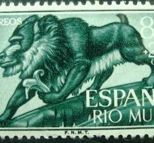 Selo postal de Rio Muni de 1961 Mandrill 80