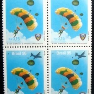 Quadra de selos postais do Brasil de 1995 Brigada Paraquedista - MZC