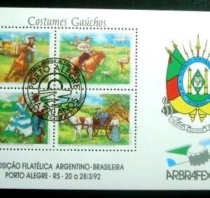 Bloco postal de 1992 ARBRAFEX 92 220 Anos Prefeitura Porto Alegre