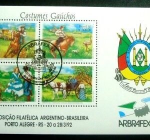Bloco postal do Brasil de 1992 ARBRAFEX 92 História Postal