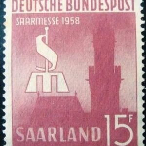 Selo postal da Alemanha Sarre de 1958 Town hall Saarbrücken