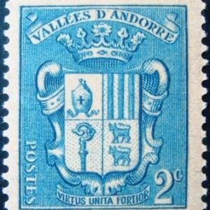 Selo postal da Andorra Francesa de 1937 Coat of Arms of Andorra 2