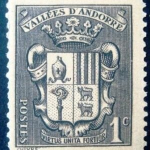 Selo postal da Andorra Francesa de 1937 Coat of Arms of Andorra 1