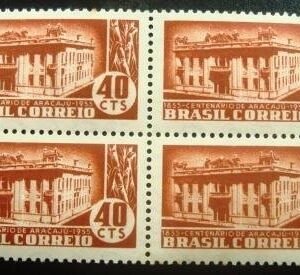Quadra de selos postais do Brasil de 1955 Centenário Aracajú N QD