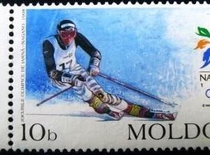 Selo postal da Moldávia de 1998 Alpine skiing