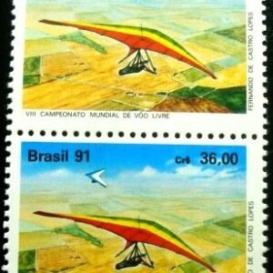 Par de selos postais do Brasil de 1991 Mundial de Voo Livre