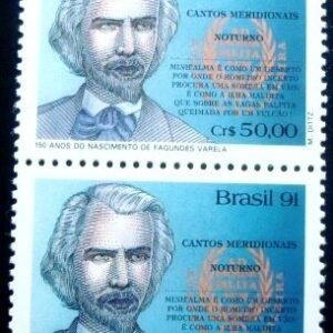 Par de selos postais de 1991 Fagundes Varella