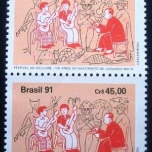 Par de selos postais do Brasil de 1991 Leonardo Mota