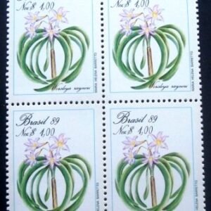 Quadra de selos postais do Brasil de 1989 Worsleya rayneri