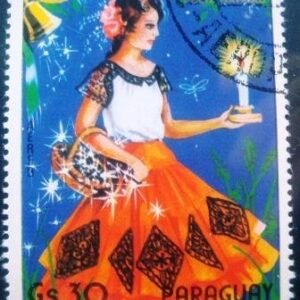 Selo postal Correio Aéreo do Paraguai de 1984 Woman with candle