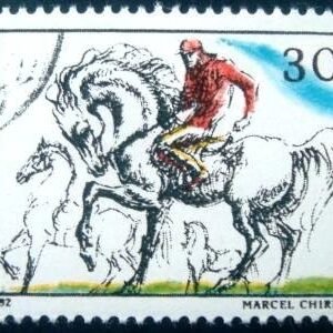 Selo postal da Romênia de 1992 Horse