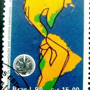 Selo postal do Brasil de 1990 OEA