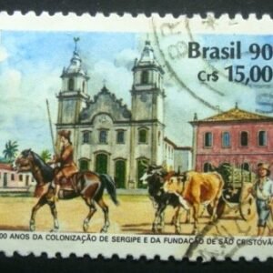 Selo postal do Brasil de 1990 400 Anos da Colonização de Sergipe