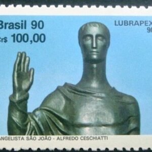 Selo postal do Brasil de 1990 São João Evangelista de Alfredo Ceschiatti N