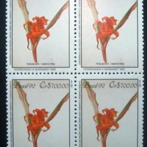 Quadra de selos postais do Brasil de 1992 Nidularium Inoccentii