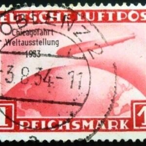 Selo postal da Alemanha Reich de 1933 Graf Zeppelin Chicago World Exhibition