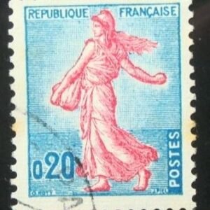 Selo postal da França de 1960 Sower of Piel 20 U sev