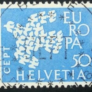 Selo postal da Suiça de 1961 Doves