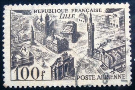 Selo postal da França de 1949 Lille