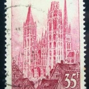 Selo postal da França de 1957 Rouen (Cathedral)