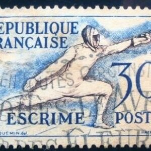 Selo postal da França de 1953 Fencing