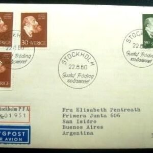 Envelope FDC da Suécia de 1960 Gustaf Fröding