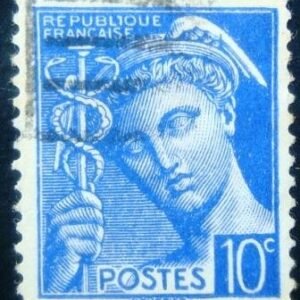 Selo postal da França de 1938 Mercury 10
