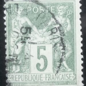 Selo postal da França 1876 Peace and commerce Type Sage 5