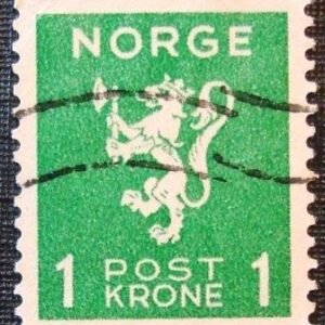 Selo postal da Noruega de 1940 Lion type Crown values 1