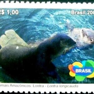 Selo postal do Brasil de 2008 Lontra