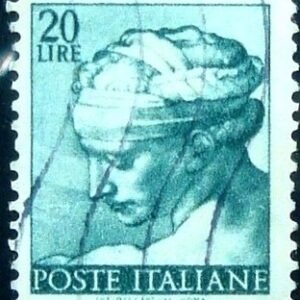 Selo postal da Itália de 1961 Head of the Libyan Sibyl