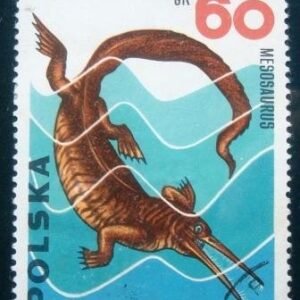 Selo postal da Polônia de 1965 Mesosaurus