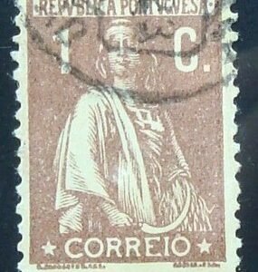Selo postal de Portugal de 1920 Ceres 1c C