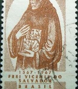Selo postal do Brasil de 1967 Frei Vicente - C 572 U