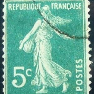 Selo postal da França de 1907 Semeuse camée