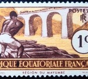 Selo postal da África Equatorial de 1937 Region of Mayumbe 1 M