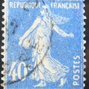 Selo postal da França de 1928 sower cameo 40