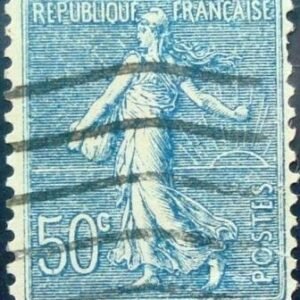 Selo postal da França de 1921 Semeuse camée 50