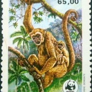 Selo postal do Brasil de 1984 Macaco Muriqui