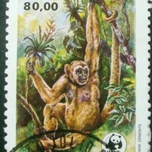 Selo postal do Brasil de 1984 Macaco Muriqui - C 1402 U