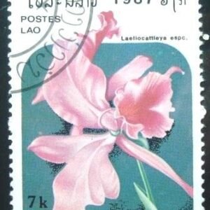 Selo postal do Laos de 1987 Cyclamen persicum