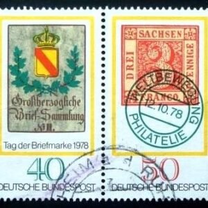 Se-tenant da Alemanha de 1978 Posthouse Shield 1850 3pf. stamp of Saxony