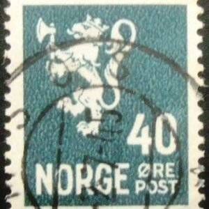Selo postal da Noruega de 1937 Lion type III
