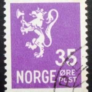 Selo postal da Noruega de 1934 Lion type II 35
