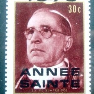 Selo postal de Ruanda de 1975 Pope John XXIII overprint 30 N