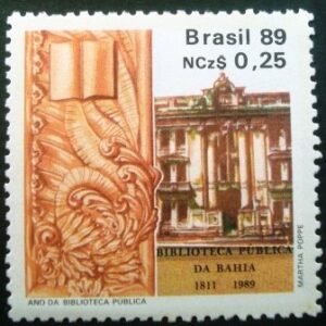 Selo postal de 1989 Biblioteca Pública