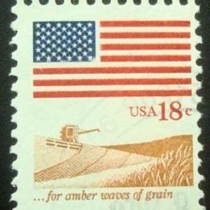Selo postal dos Estados Unidos de 1981 Flag and field of wheat